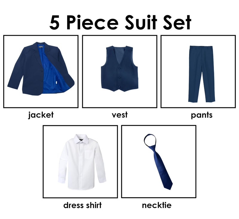Spring Notion Boys' Classic Fit Blue Dress Suit Set 16 - Image 4